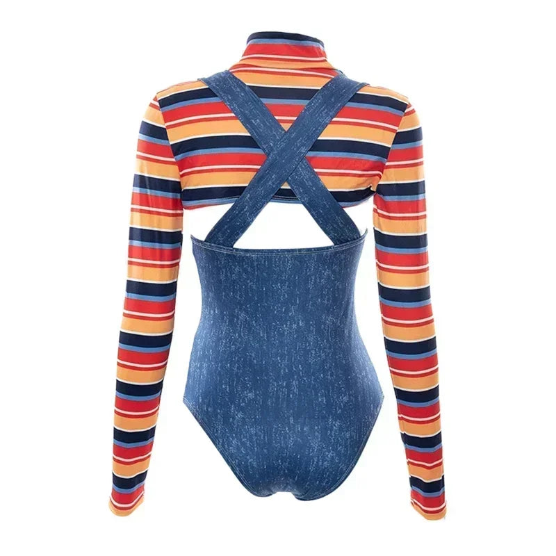 Halloween Costumes for Women Scary Nightmare Killer Doll Wanna Play Movie Character Bodysuit Chucky Doll Costume Set