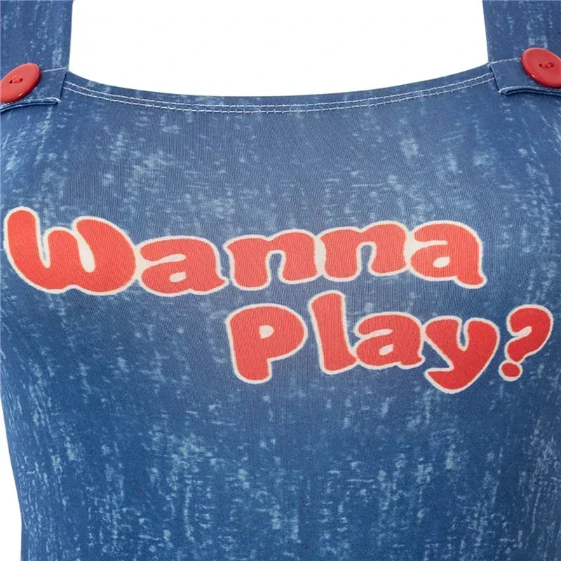 Halloween Costumes for Women Scary Nightmare Killer Doll Wanna Play Movie Character Bodysuit Chucky Doll Costume Set